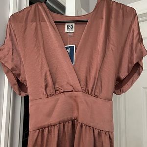 Anne Klein Mauve Satin Midi Dress